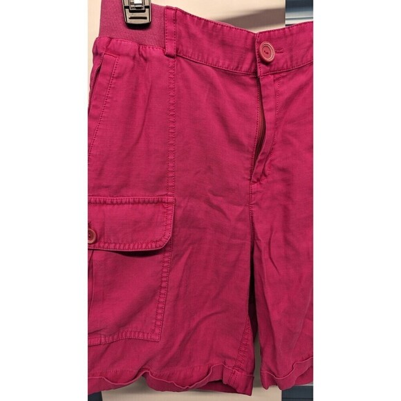 Soft Surroundings Pink Folded Hem Elastic Waist High Waist Cargo Shorts Small - Picture 2 of 9